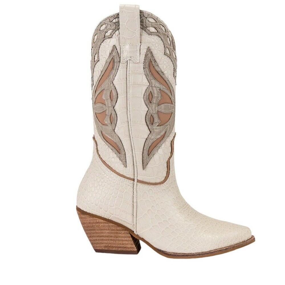 STEVE MADDEN Cowboy Boot Wynter Boot in Bone Multi, Off White